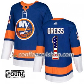 Adidas Maillot de Hockey New York Islanders Thomas Greiss 1 2017-2018 Bleu USA Flag Fashion Authentic - Enfant